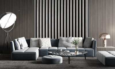 现代轻奢休闲多人沙发3D模型下载